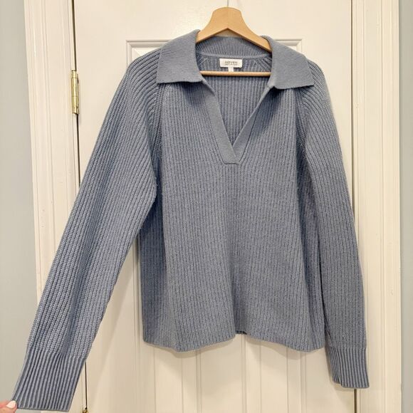 Haven Well Within Cashmere Johnny Collar V-NECK Sweater Size L $278.00 - Picture 2 of 6